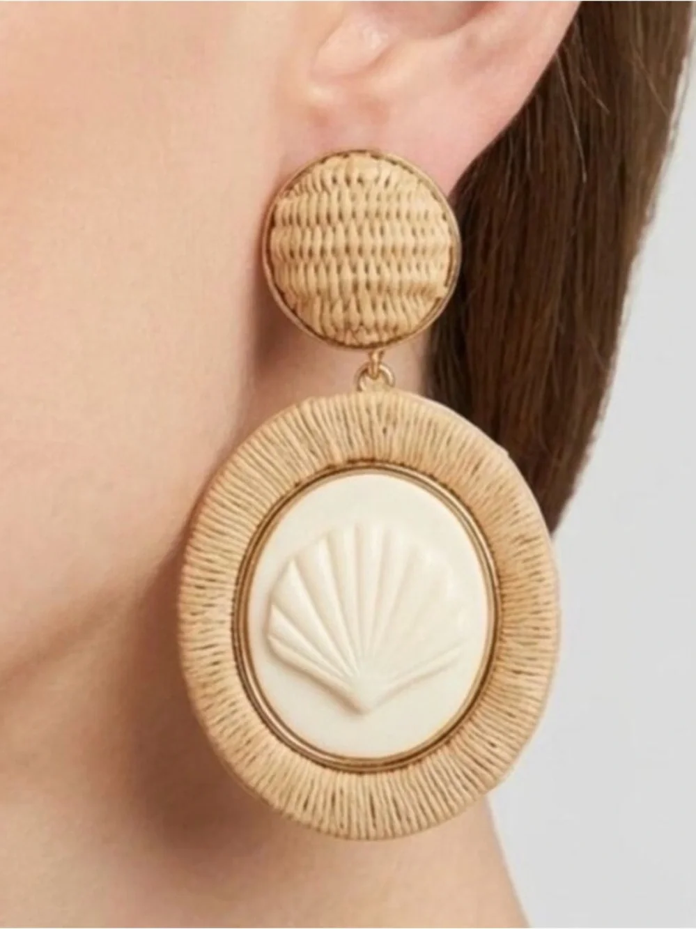 Tuckernuck Raffia Rowen Clamshell Earrings New